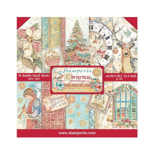 Stamperia - Christmas Greetings Paper Pad 8x8 (SBBS86)