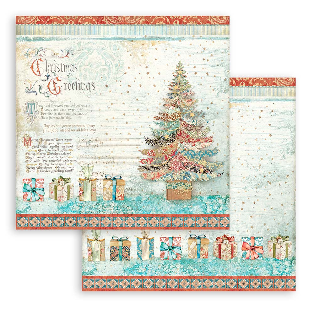 Stamperia - Christmas Greetings Paper Pad 8x8 (SBBS86)