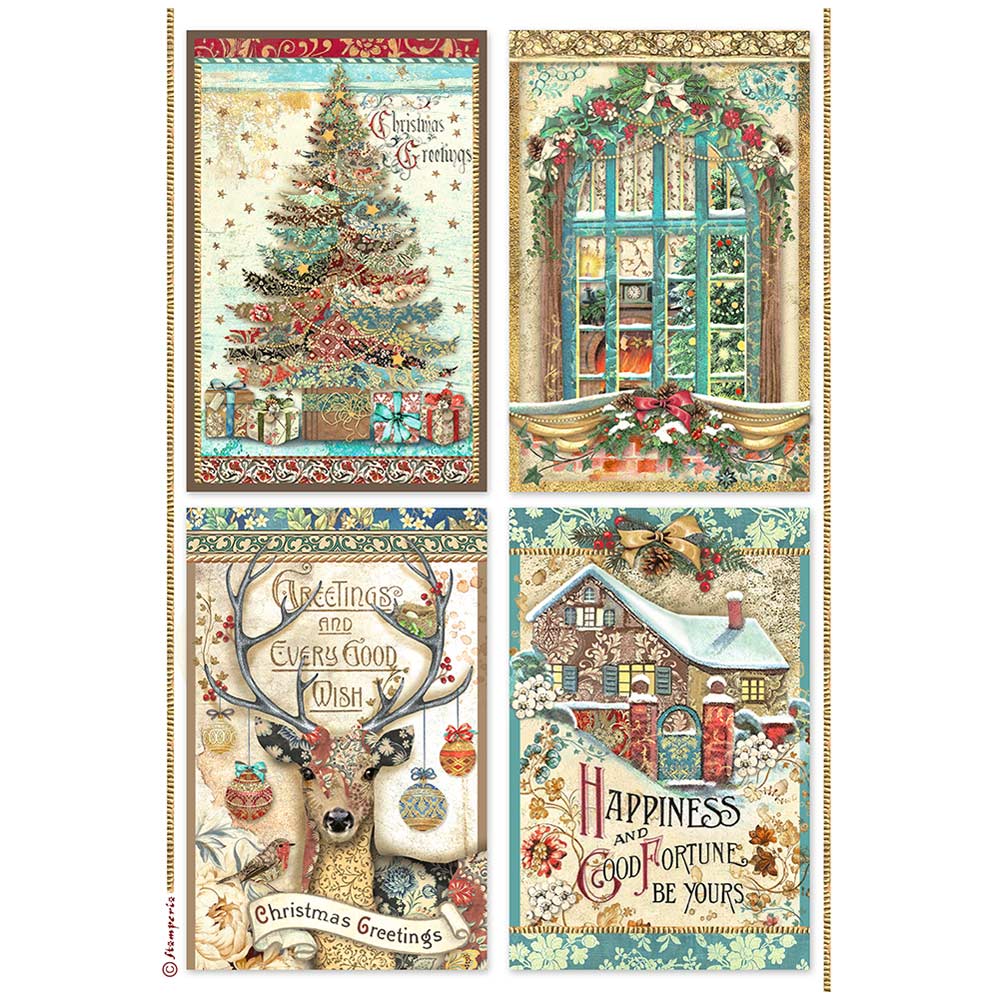 stamperia-christmas-greetings-rice-paper-cards-1 Stamperia - Christmas Greetings Rice Paper Cards (DFSA4796)
