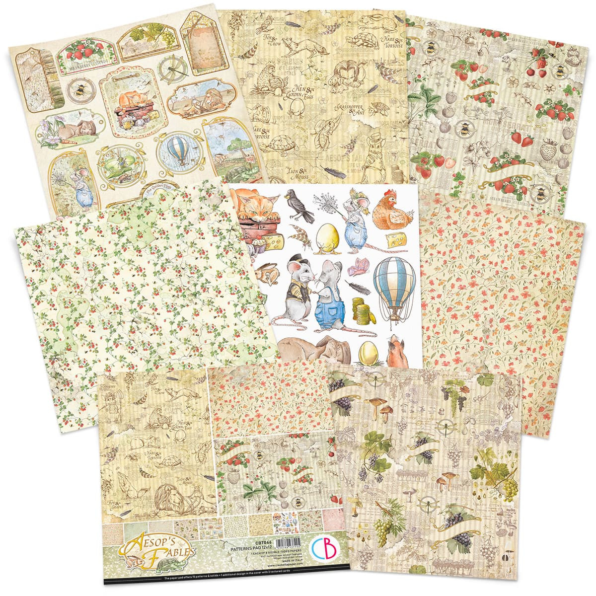 ciao-bella-aesops-fables-paper-pad-12x12-patterns-2 Ciao Bella - Aesop`s Fables Paper Pad 12x12 Patterns (CBT046)