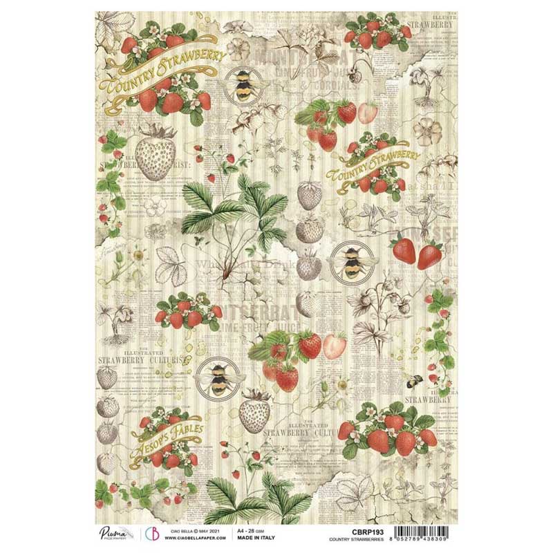 ciao-bella-aesops-fables-rice-paper-country-strawberries-1 Ciao Bella - Aesop`s Fables Rice Paper Country Strawberries (CBRP193)