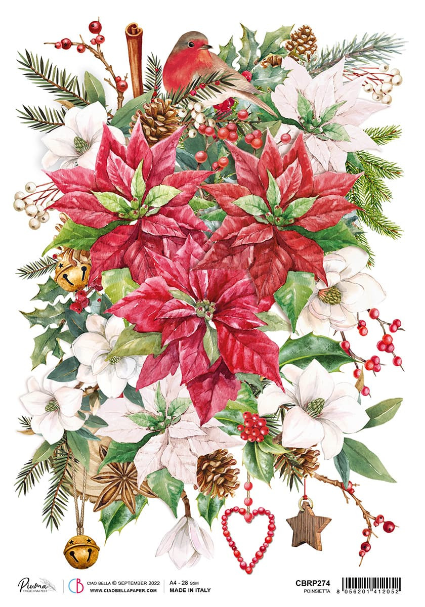 ciao-bella-christmas-vibes-rice-poinsettia-1 Ciao Bella - Christmas Vibes Rice Paper Poinsettia (CBRP274)