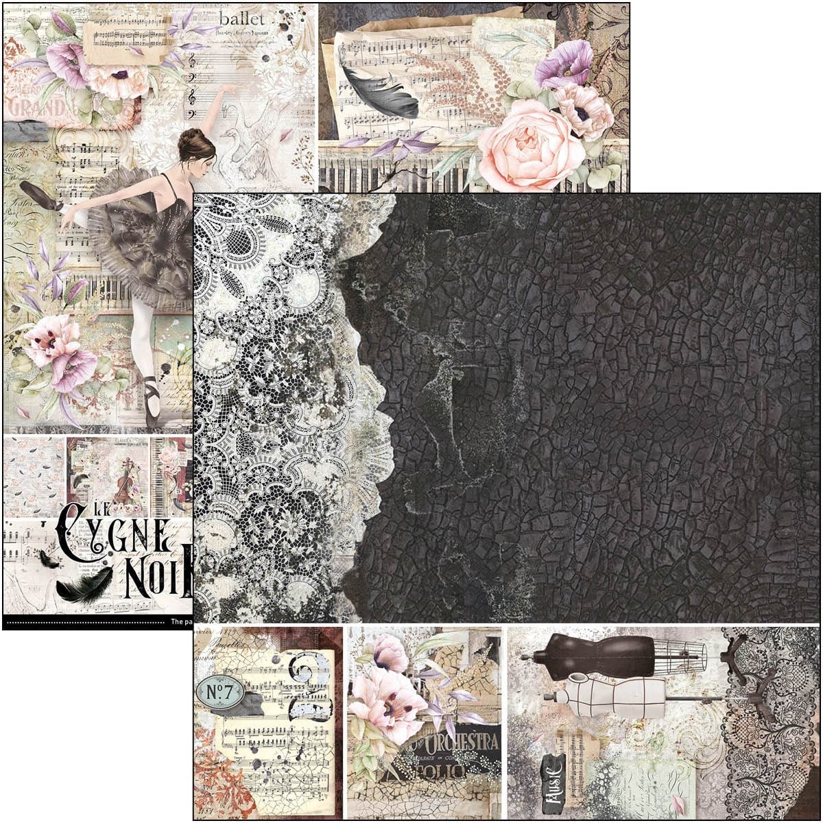 ciao-bella-cygne-noir-paper-pad-12x12-2 Ciao Bella - Cygne Noir Paper Pad 12x12 (CBPM055)