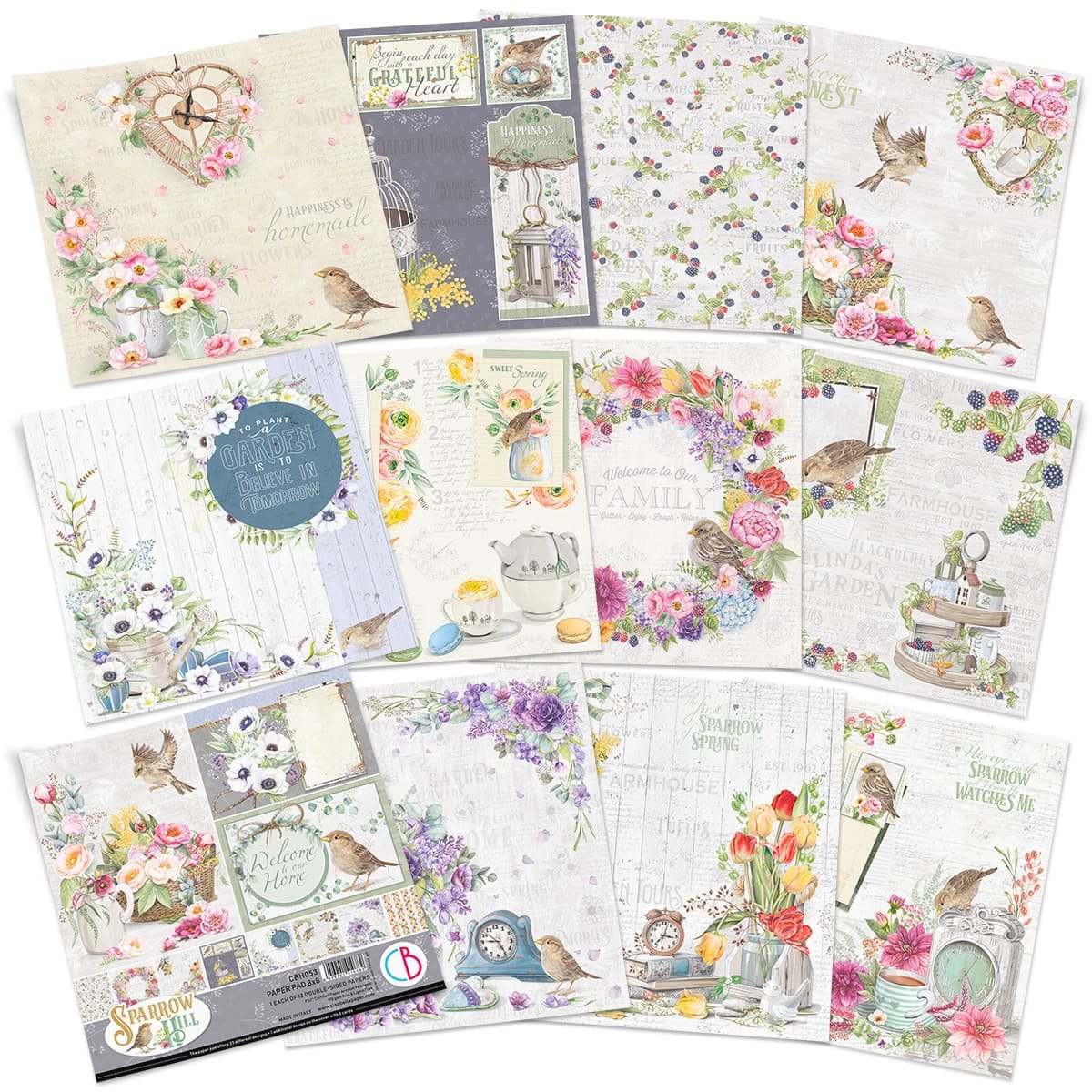 ciao-bella-sparrow-hill-paper-pad-8x8-2 Ciao Bella - Sparrow Hill Paper Pad 8x8 (CBH053)