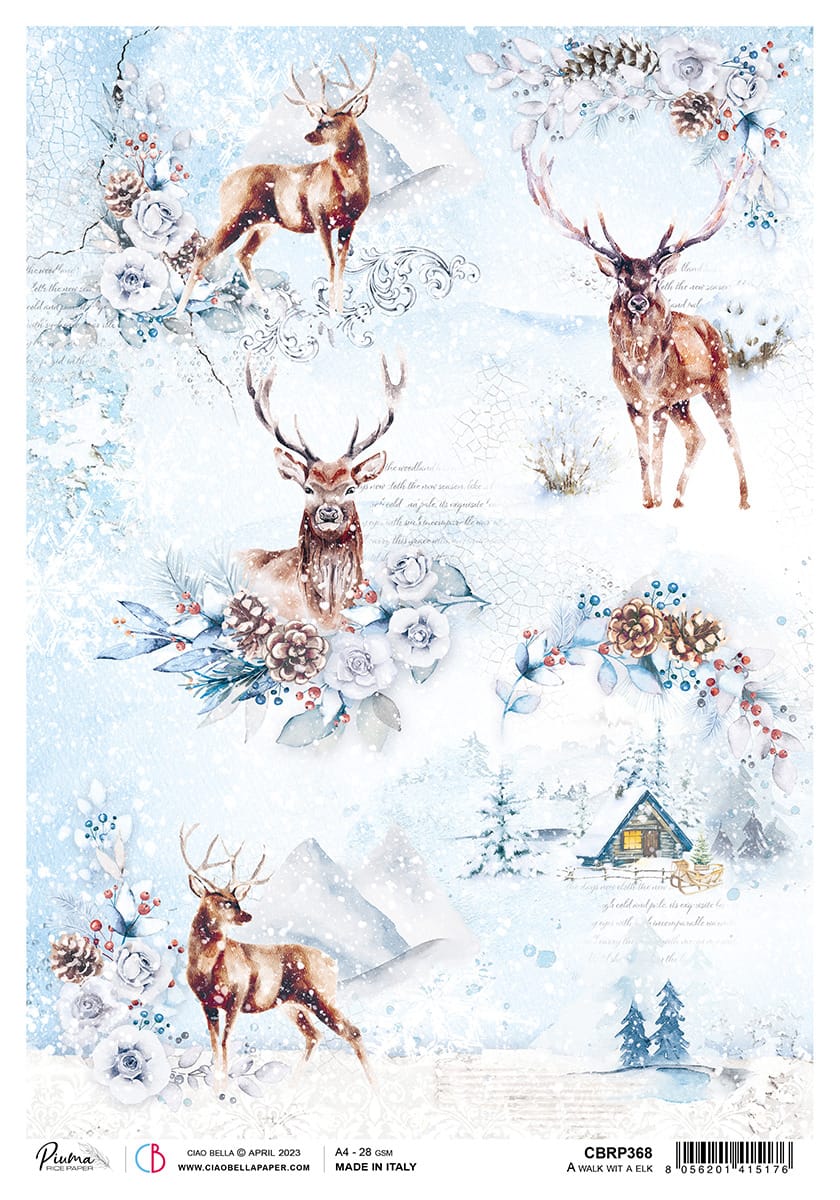 Ciao Bella - Winter Journey Rice Paper A Walk with a Elk (CBRP368)