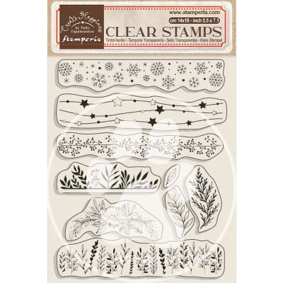 Stamperia - Create Happiness Christmas Plus Clear Stamps Borders with Leaves (WTK176)