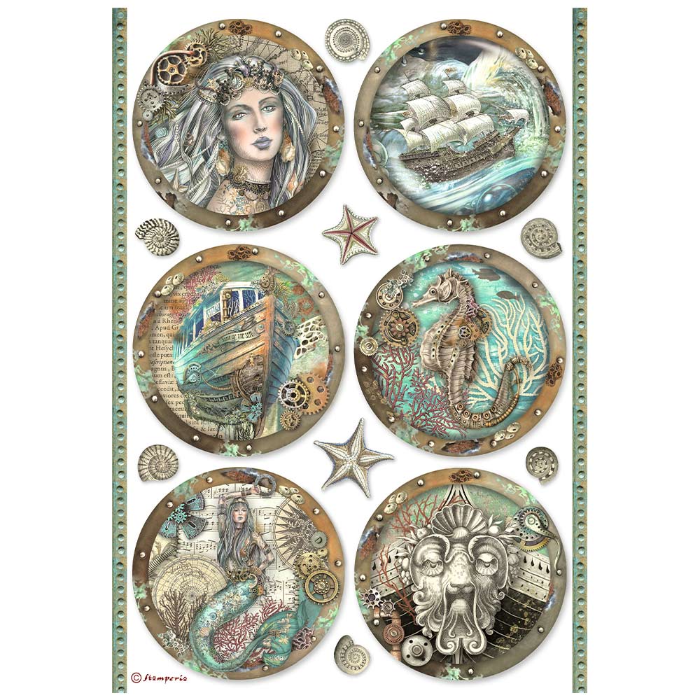 Stamperia - Songs of the Sea Rice Paper Sea Rounds (DFSA4812)