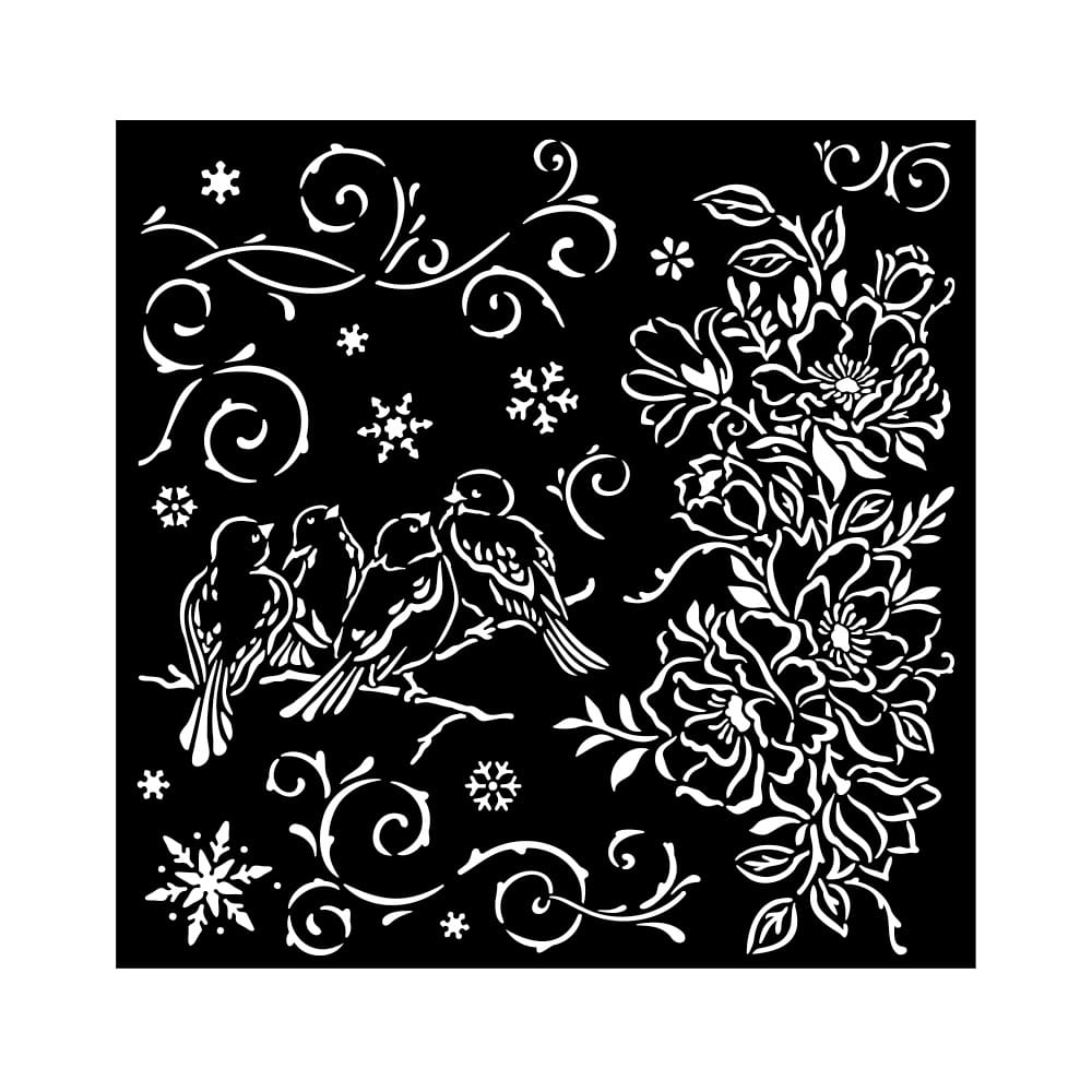 Stamperia - Blue Land Thick Stencil 18x18cm Birds (KSTDQ93)
