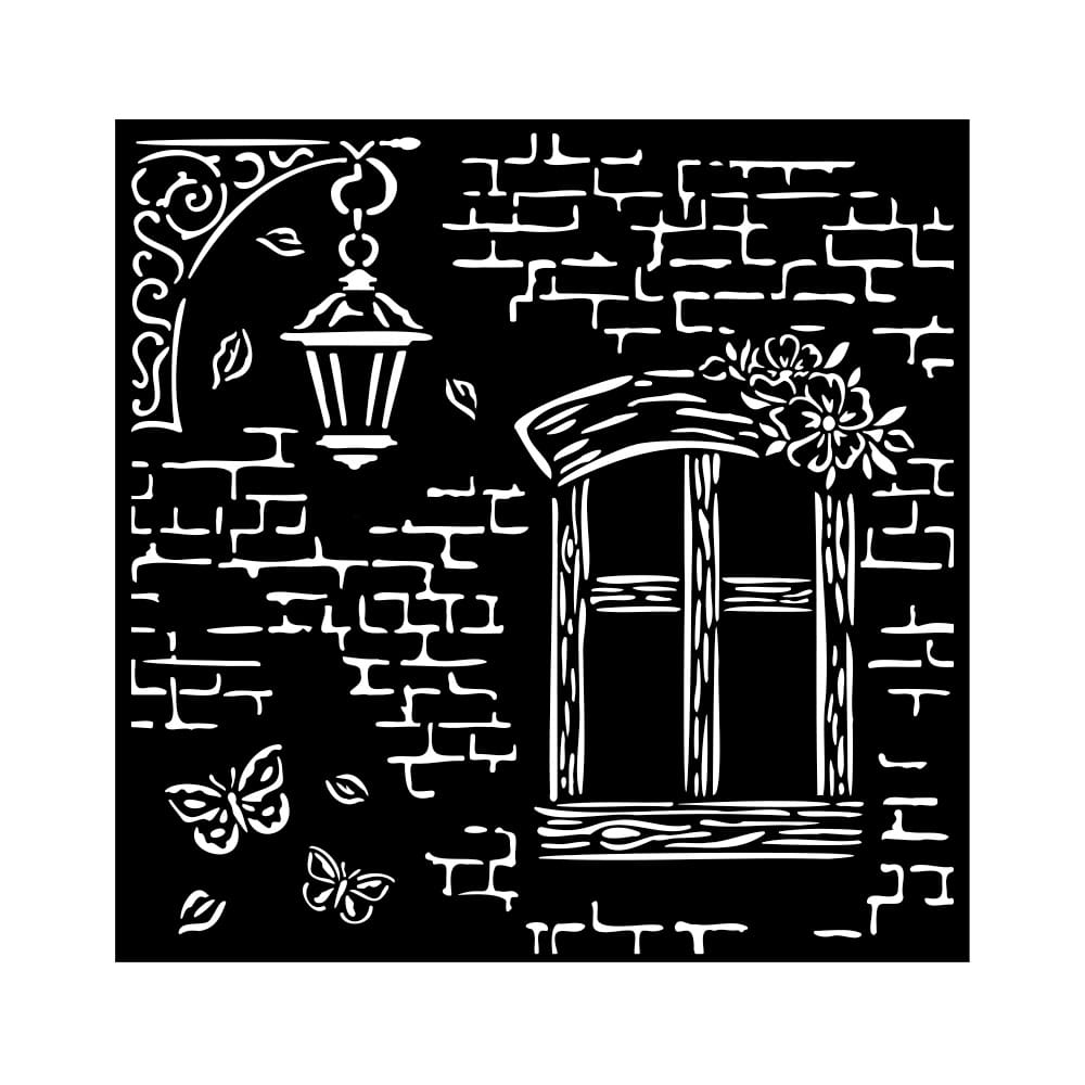 Stamperia - Blue Land Thick Stencil 18x18cm Window (KSTDQ94)