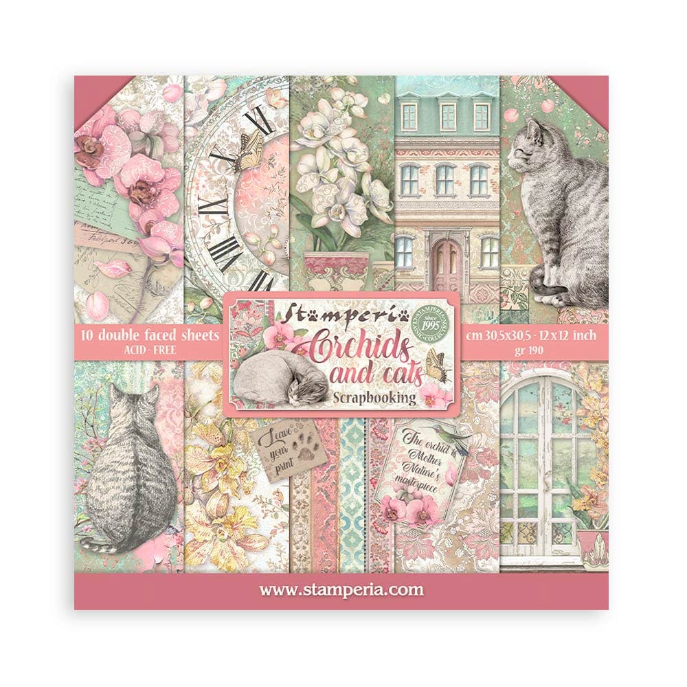 Stamperia - Orchids and Cats Paper Pad 12x12 (SBBL81)