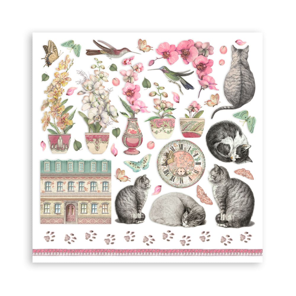 Stamperia-orchids-and-cats-paper-pad-12x12-12 Stamperia - Orchids and Cats Paper Pad 12x12 (SBBL81)
