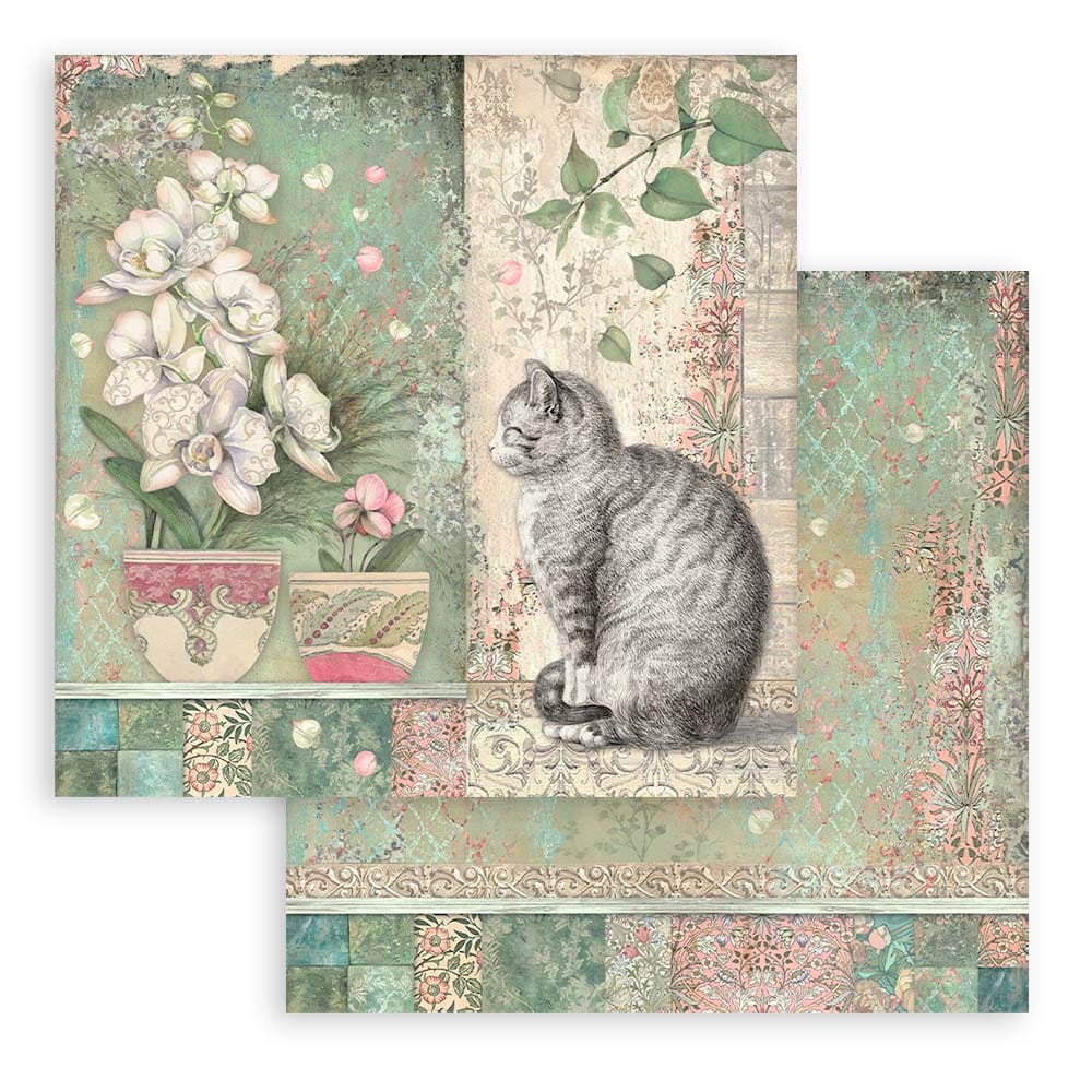 Stamperia-orchids-and-cats-paper-pad-12x12-2 Stamperia - Orchids and Cats Paper Pad 12x12 (SBBL81)