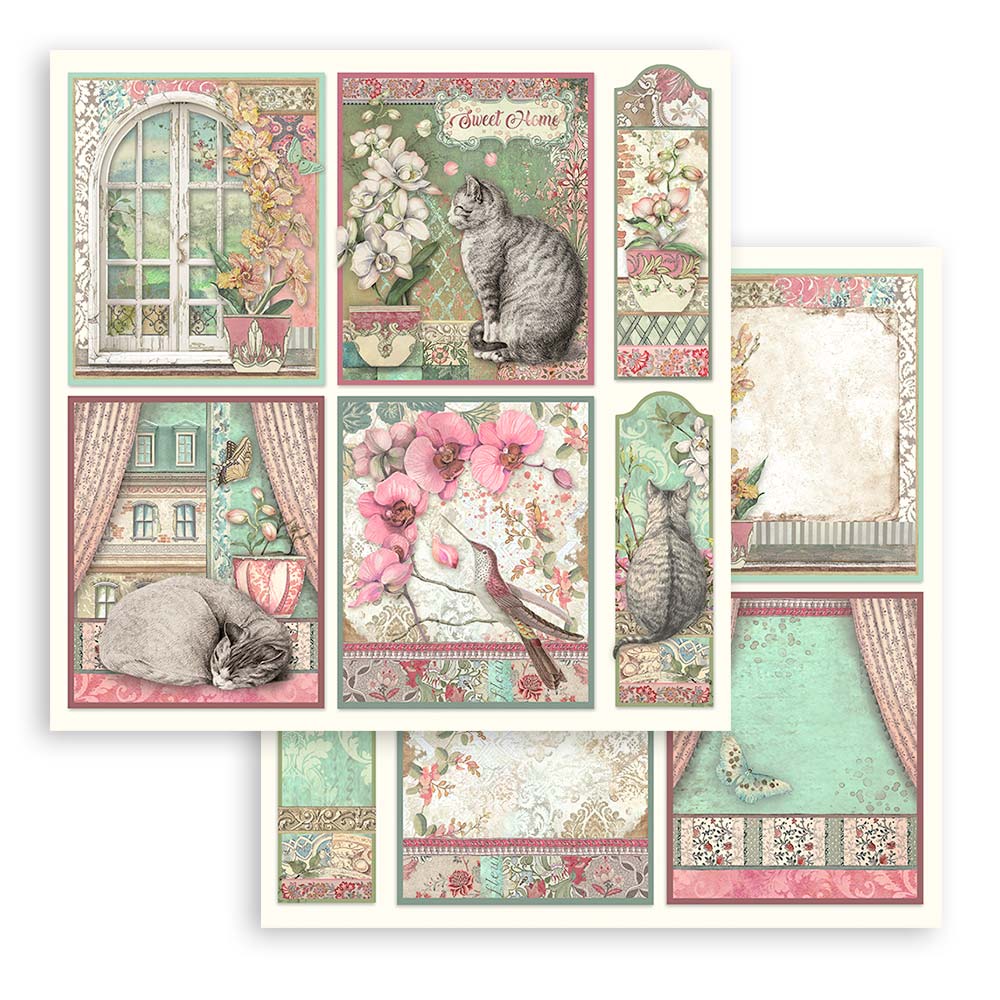 Stamperia-orchids-and-cats-paper-pad-12x12-4 Stamperia - Orchids and Cats Paper Pad 12x12 (SBBL81)