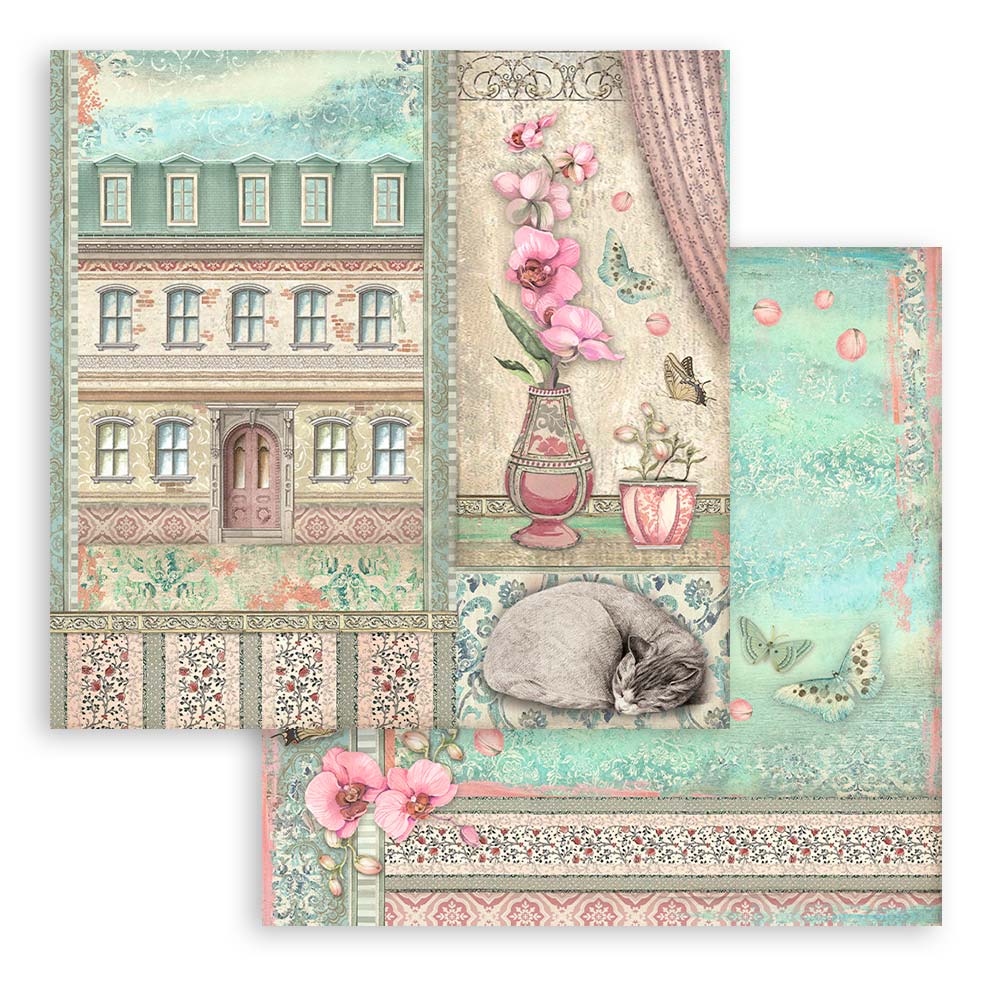 Stamperia-orchids-and-cats-paper-pad-12x12-5 Stamperia - Orchids and Cats Paper Pad 12x12 (SBBL81)