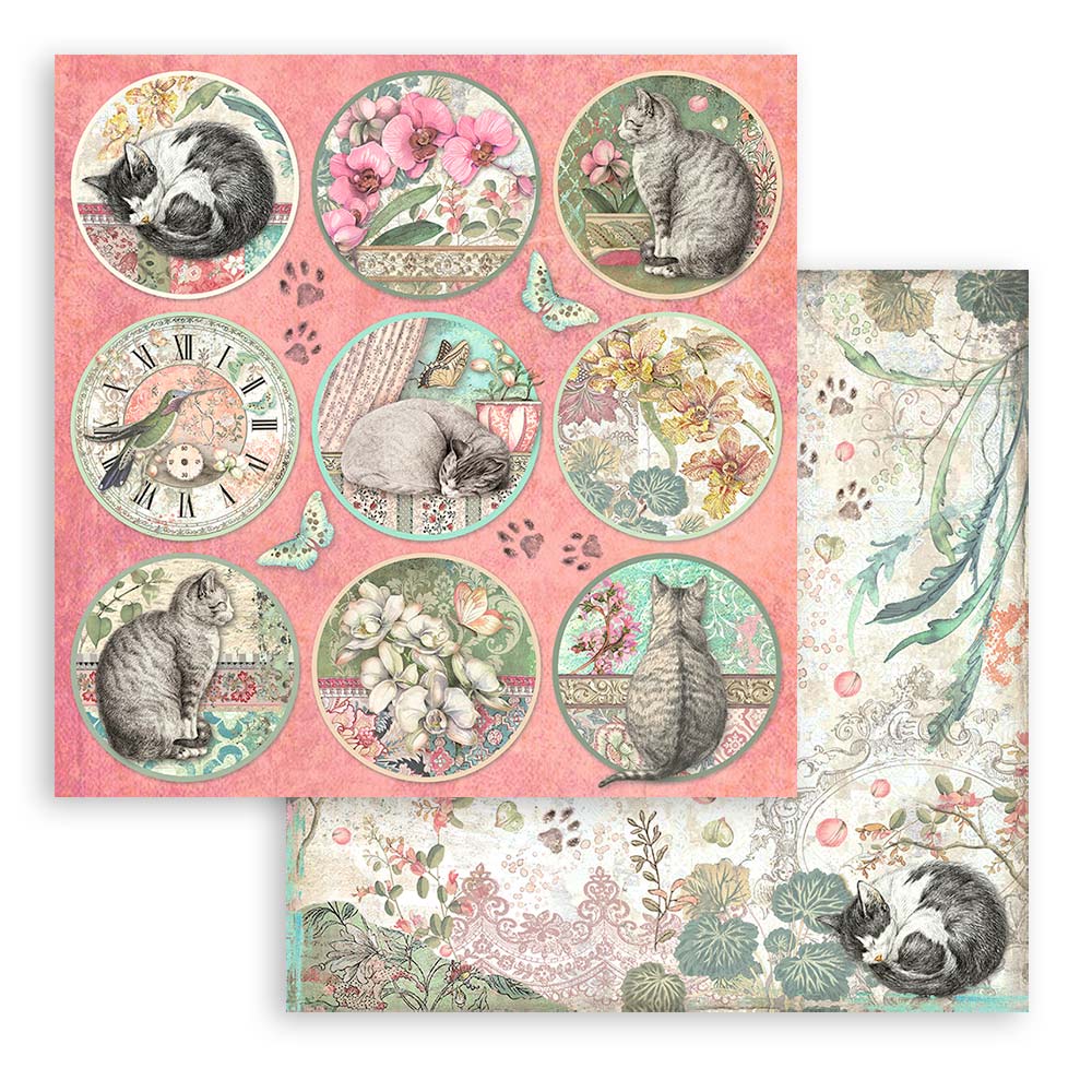 Stamperia-orchids-and-cats-paper-pad-12x12-6 Stamperia - Orchids and Cats Paper Pad 12x12 (SBBL81)
