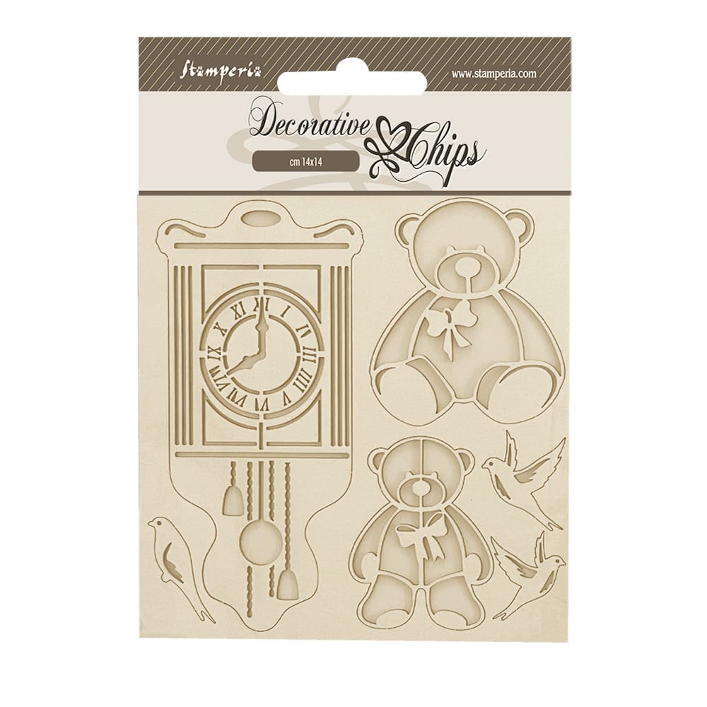Stamperia - Brocante Antiques Decorative Chips 14x14cm Teddy Bear (SCB209)