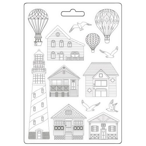 Stamperia - Sea Land Soft Mould A4 Houses and Lighthouse (K3PTA4576)