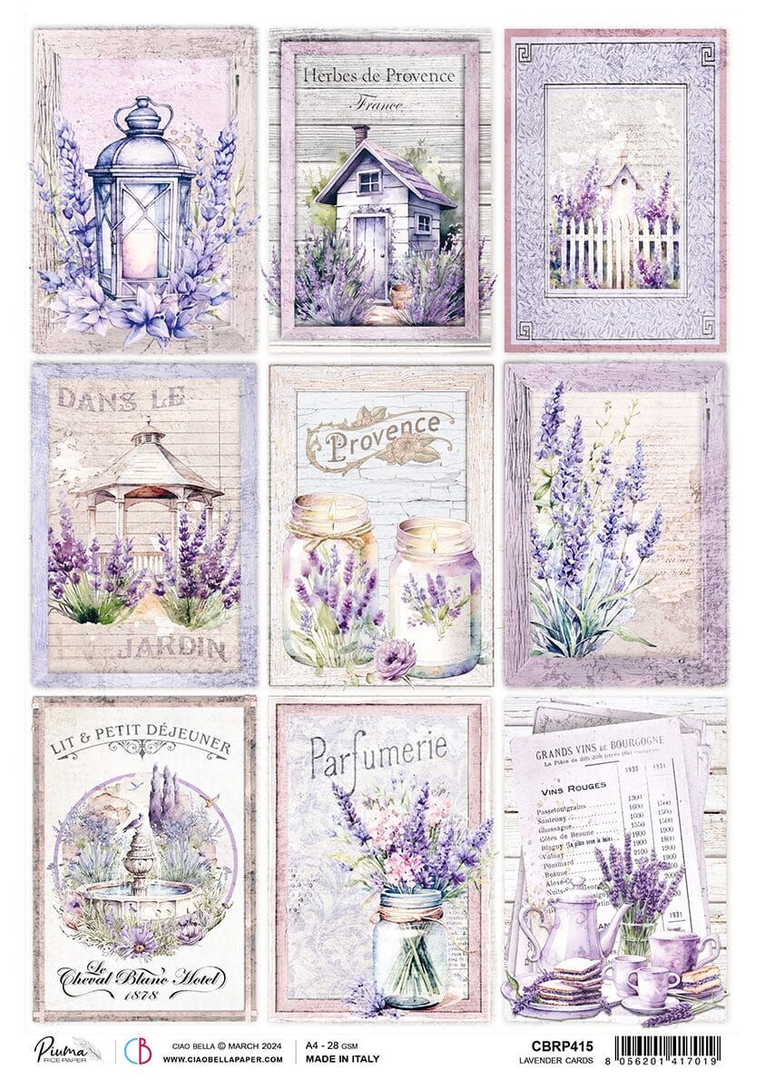 Ciao Bella - Morning in Provence Rice Paper Lavender Cards (CBRP415)