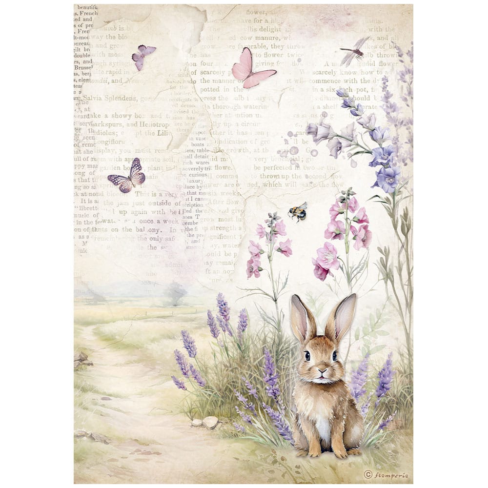 Stamperia - Lavender Rice Paper Bunny (DFSA4883)