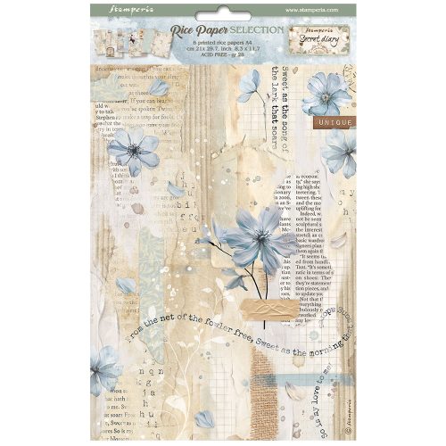 Stamperia - Secret Diary Rice Paper Selection 6 Rice Paper A4 (DFSA4XSD)