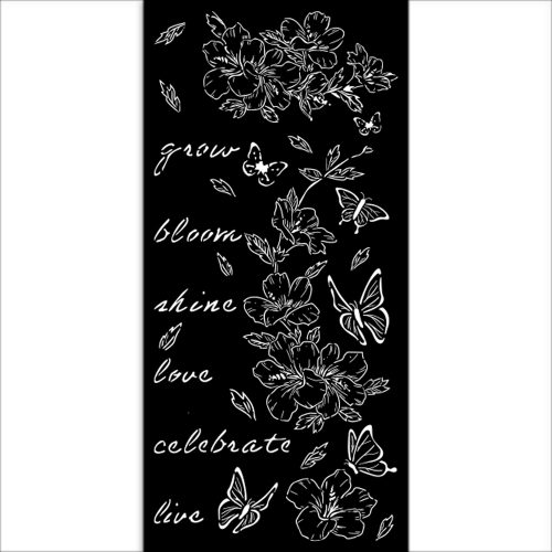 Stamperia - Secret Diary Thick Stencil 12x25cm Flowers and Butterfly (KSTDL94)
