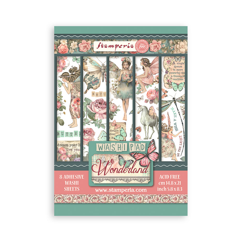 Stamperia - Wonderland Washi pad 8 sheets A5 (SBW08)