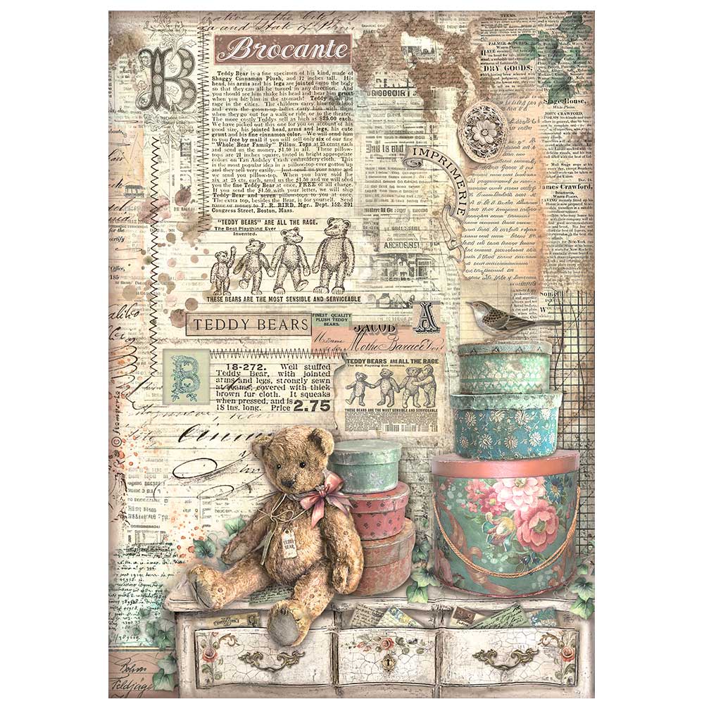Stamperia - Brocante Antiques Rice Paper Teddy Bears (DFSA4854)
