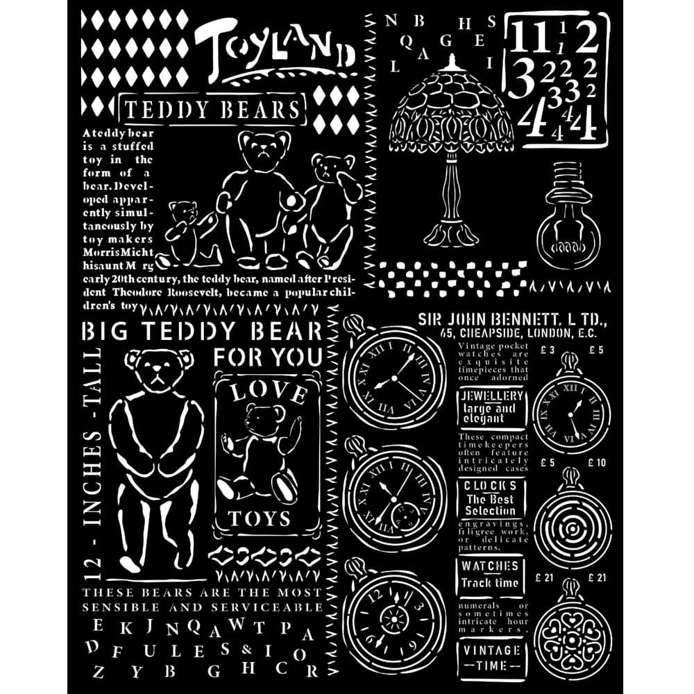 Stamperia - Brocante Antiques Thick Stencil 20x25cm Teddy Bear (KSTD159)