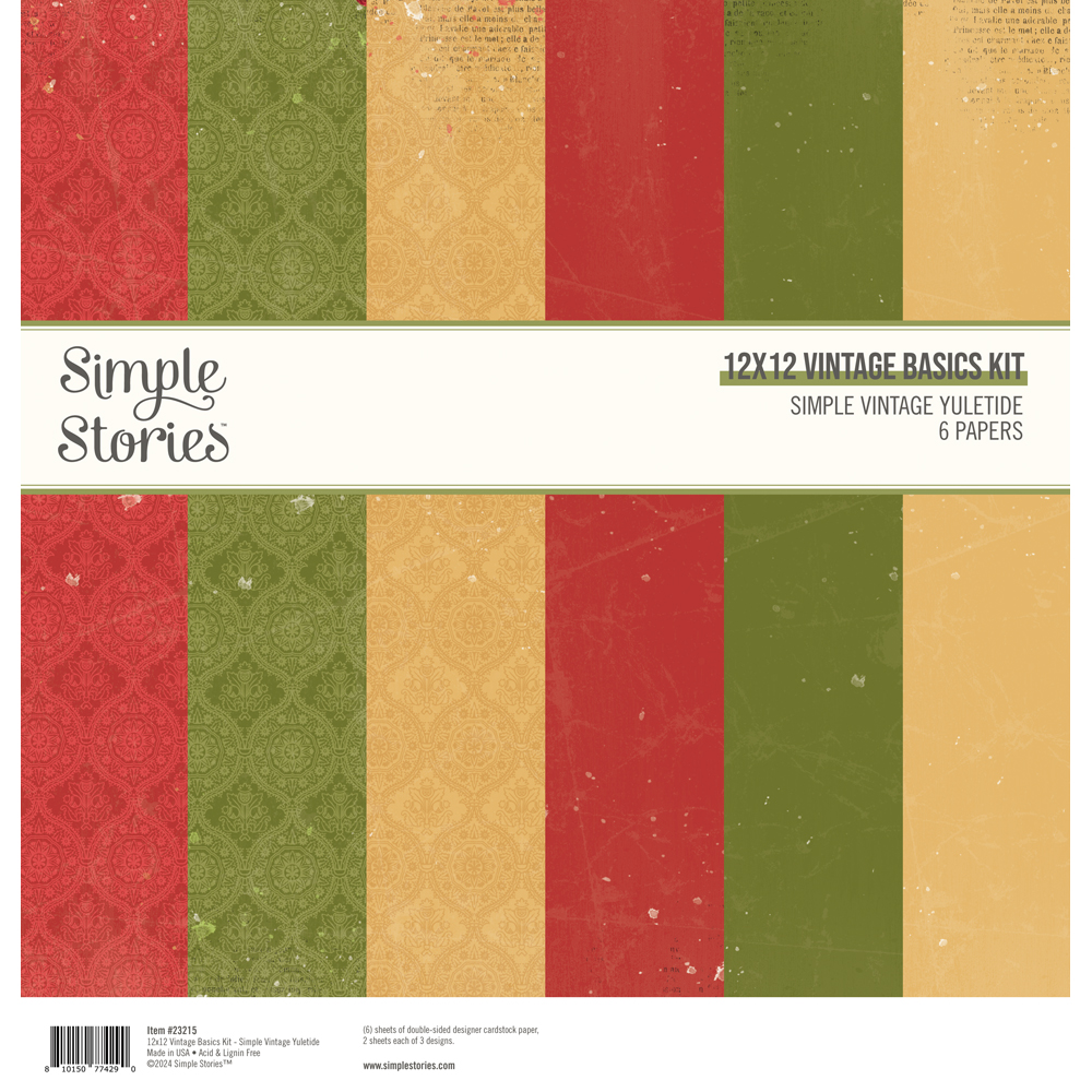 23215_SVYuletide_BasicsCover Simple Stories - Simple Vintage Yuletide Basics Kit 12x12 (23215)