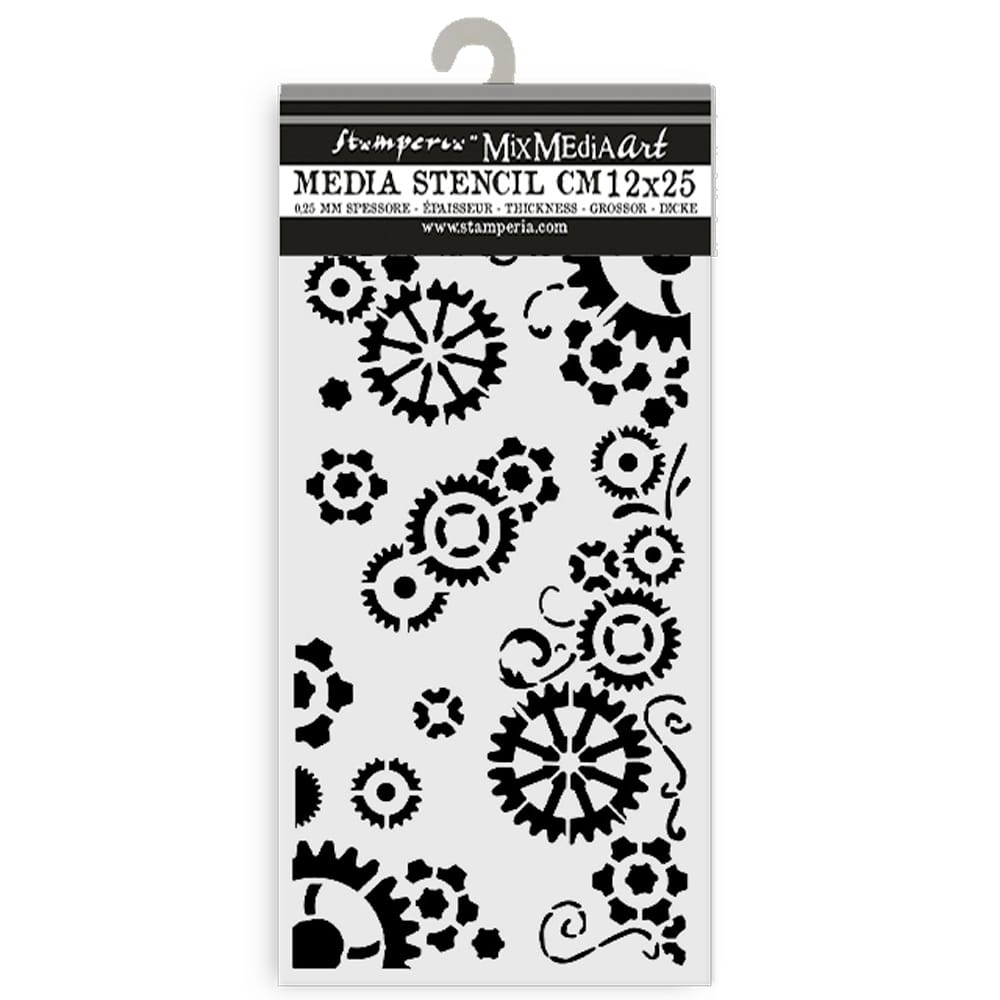 Stamperia - Gear Up for Christmas Thick Stencil 12x25cm Gears (KSTDL98)