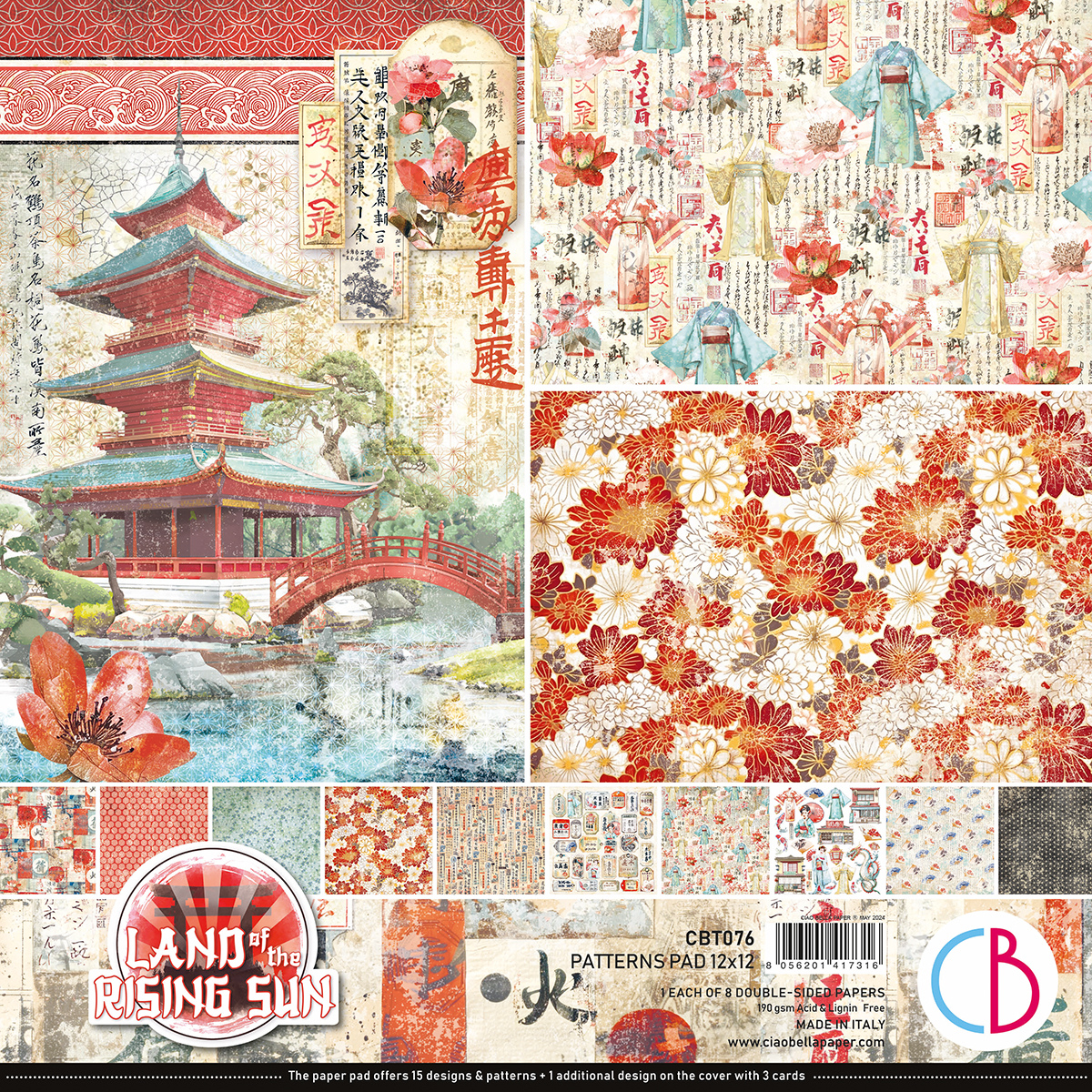 ciao-bella-land-of-the-rising-sun-paper-pad-12x12-patterns-1-1.jpg Ciao Bella - Land of the Rising Sun Paper Pad 12x12 Patterns (CBT076)