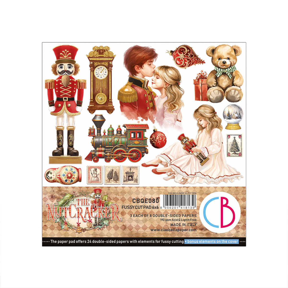 CBQE080 Ciao Bella - The Nutcracker Paper Pad 6x6 Fussy Cut (CBQE080)