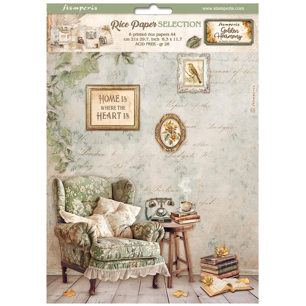 Stamperia - Golden Harmony Rice Paper Selection 6 Rice Paper A4 (DFSA4XGH)