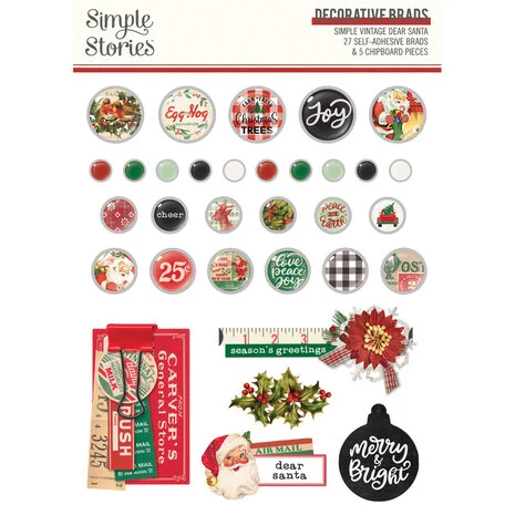 Simple Stories - Simple Vintage Dear Santa Decorative Brads (20831)