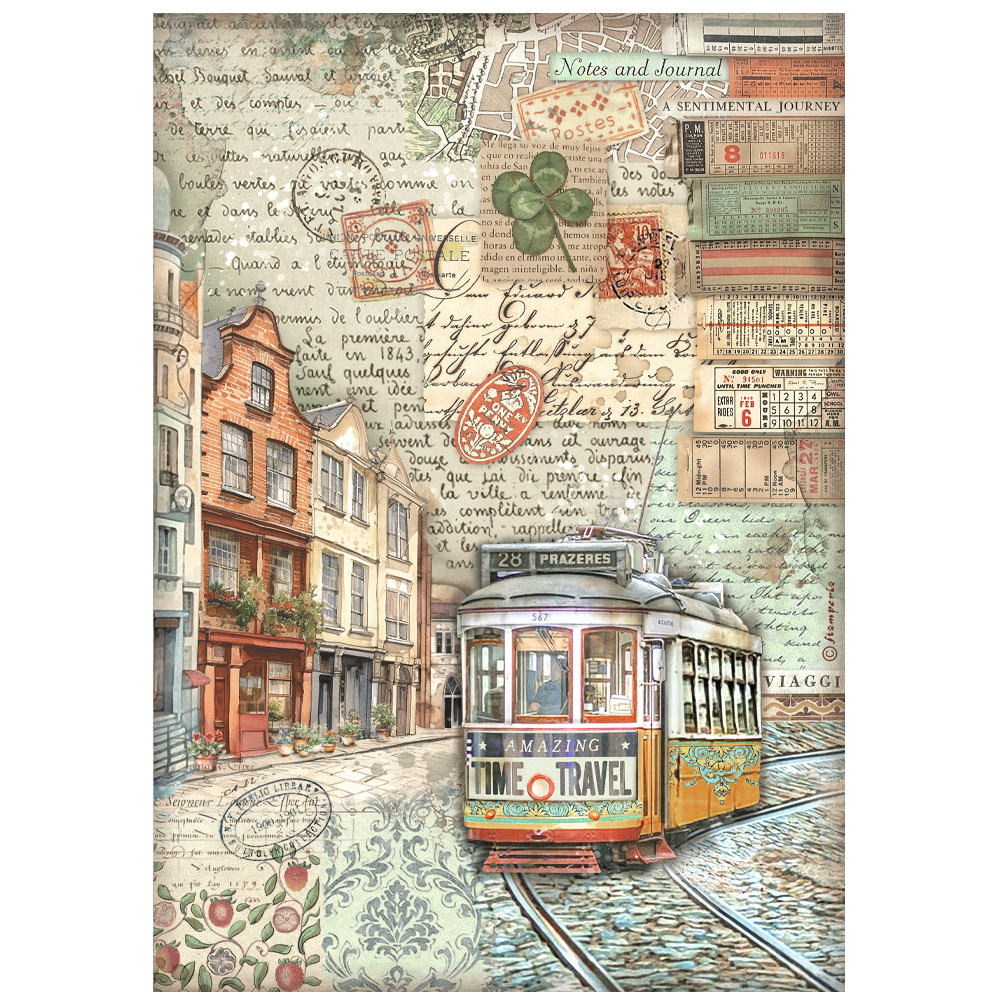 Stamperia - Art of Travelling Rice Paper A4 Tram (DFSA4975)