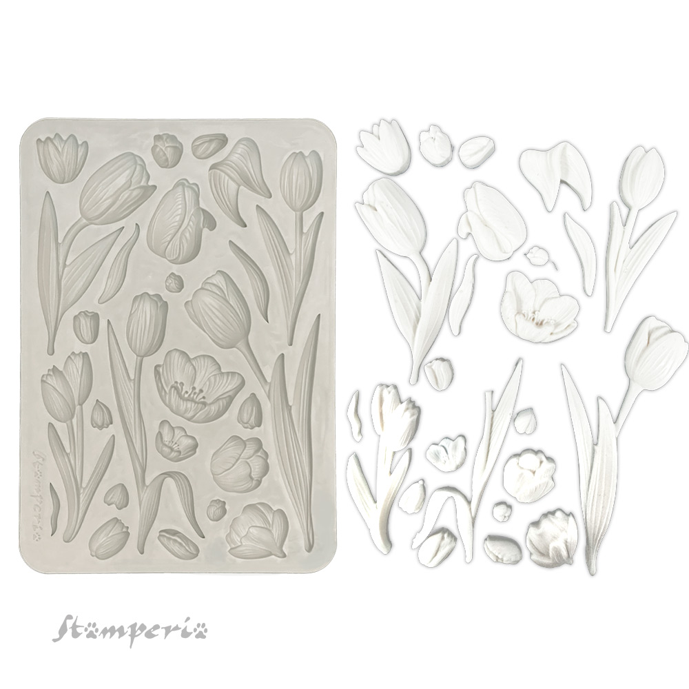 KACMA550_1B Stamperia - Art of Travelling Silicon Mould A5 Tulips (KACMA550)