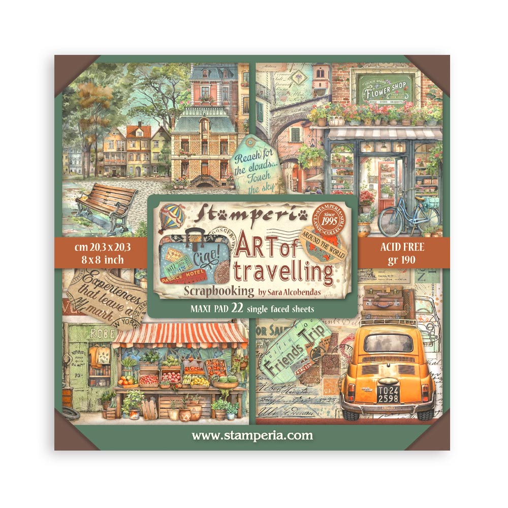 Stamperia - Art of Travelling Paper Sheets 8x8 Single Face (SBBSXB07)