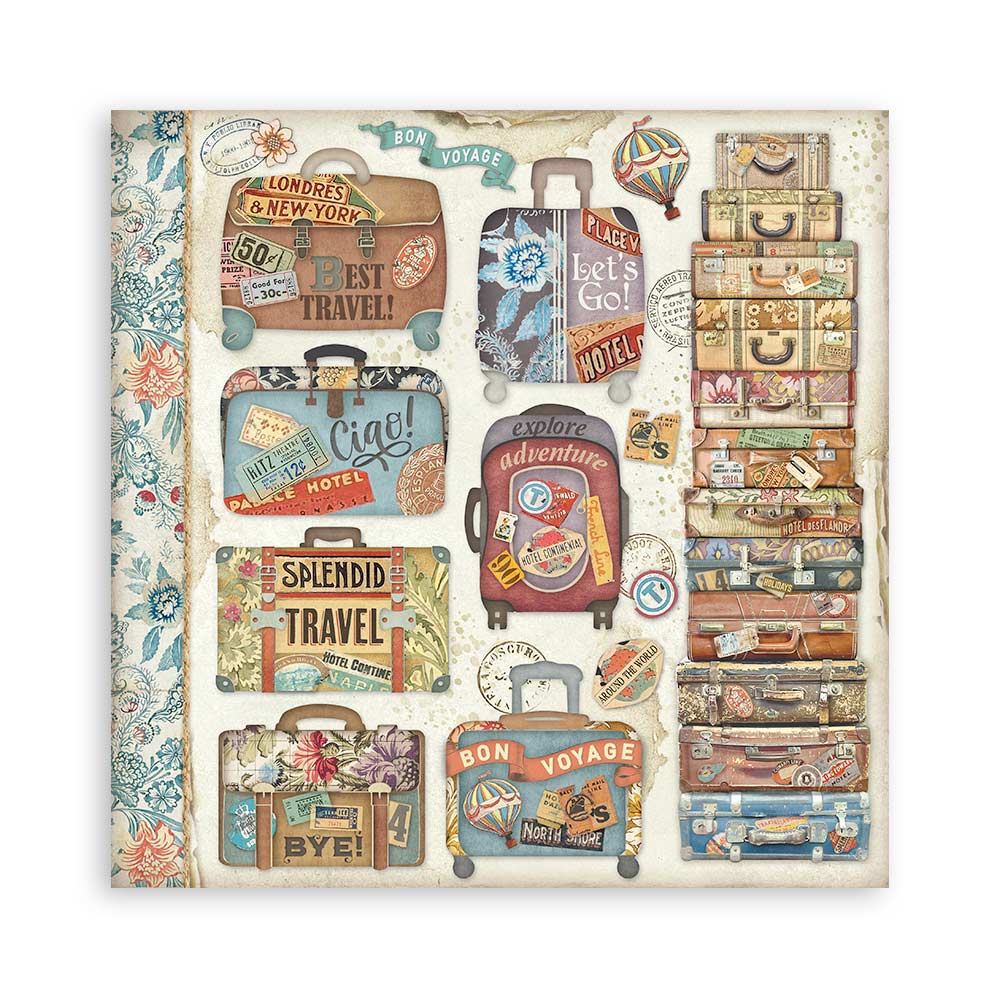 Stamperia - Art of Travelling Paper Sheets 8x8 Single Face (SBBSXB07)