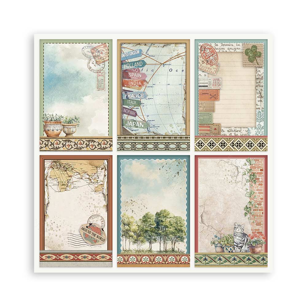 Stamperia - Art of Travelling Paper Sheets 8x8 Single Face (SBBSXB07)