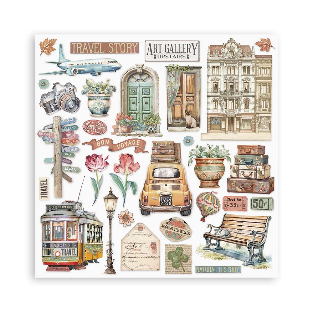 Stamperia - Art of Travelling Paper Sheets 8x8 Single Face (SBBSXB07)