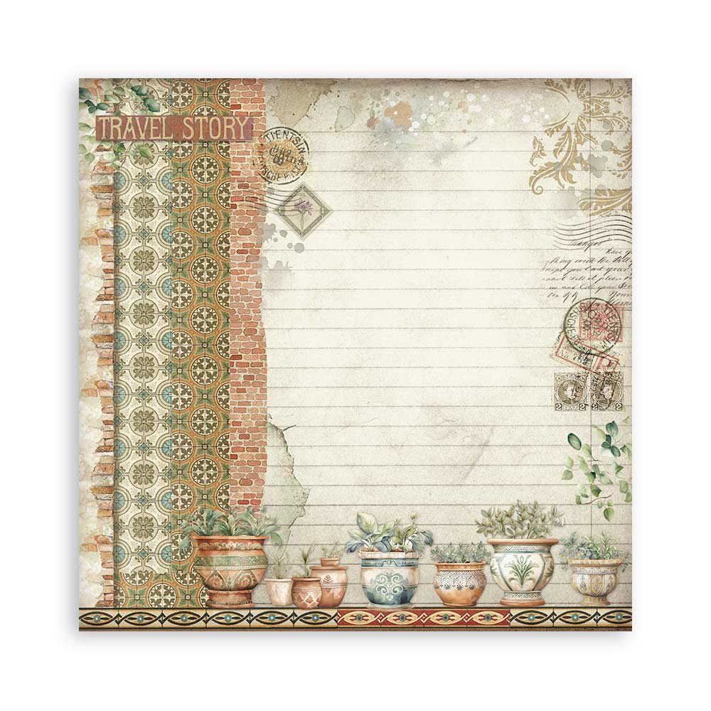 Stamperia - Art of Travelling Paper Sheets 8x8 Single Face (SBBSXB07)