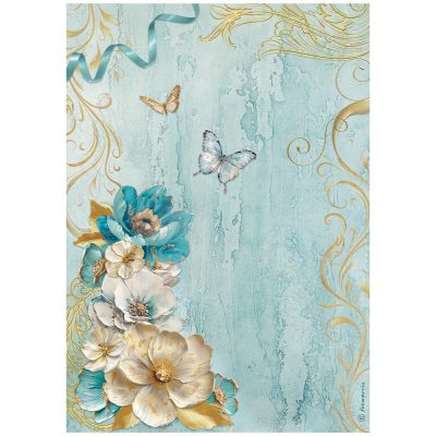 DFSA4986-1 Stamperia - Masquerade Rice Paper A4 Flowers Corner (DFSA4986)