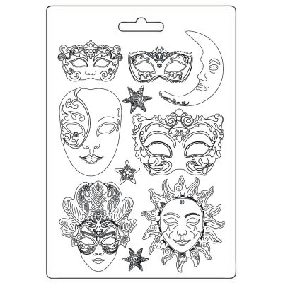 K3PTA4586-1 Stamperia - Masquerade Soft Mould A4 Masks (K3PTA4586)
