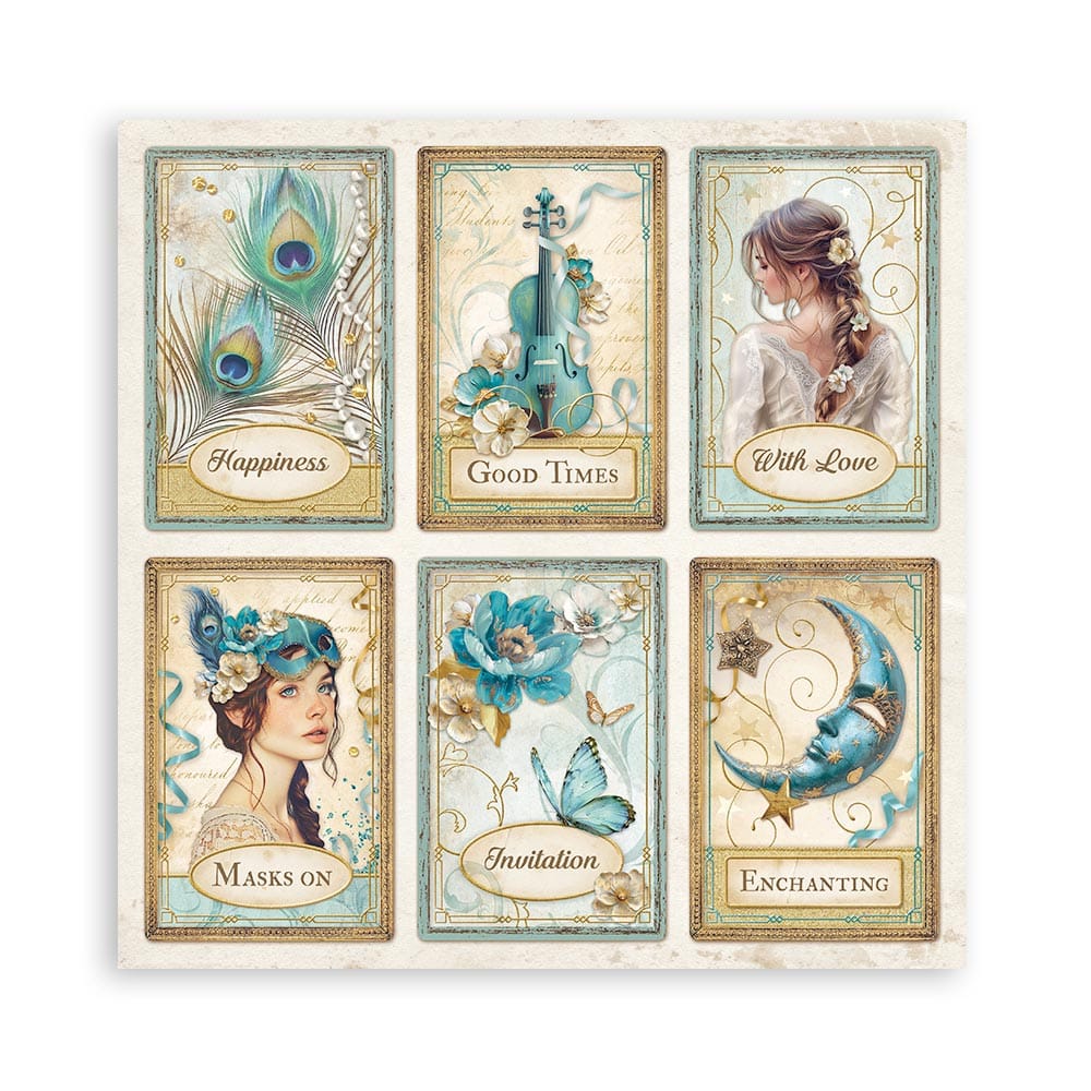 SBBSXB08-17 Stamperia - Masquerade Paper Sheets 8x8 Single Face (SBBSXB08)
