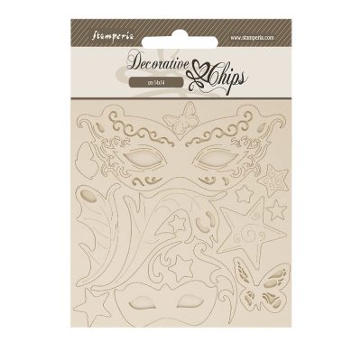 SCB252-1 Stamperia - Masquerade Decorative chips cm 14x14 Masks (SCB252)
