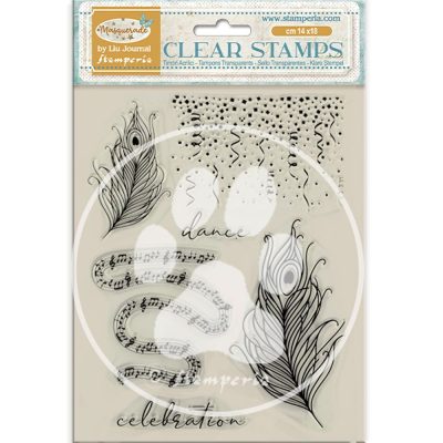 WTK211-1 Stamperia - Masquerade Acrylic stamp cm 14x18 Feathers (WTK211)