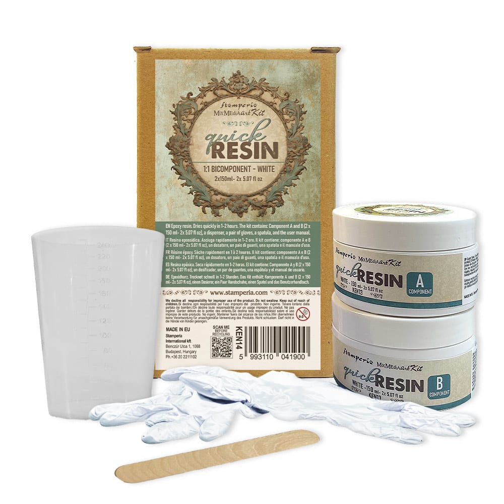 Stamperia - Best Sellers Quick Resin 1:1 Bicomponent White (2x150ml)  (KEN14)