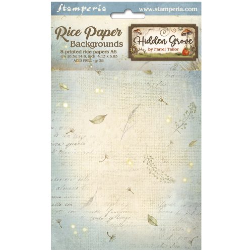 Stamperia - Hidden Grove Rice Paper Selection 8 Rice Paper Backgrounds A6 (DFSAK6038)