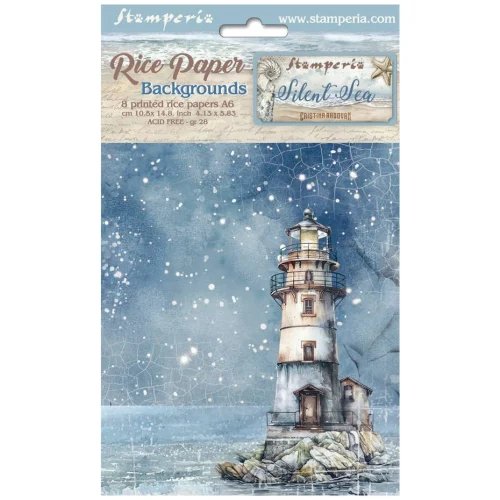 Stamperia - Silent Sea Rice Paper Selection 8 Rice Paper Backgrounds A6 (DFSAK6040)