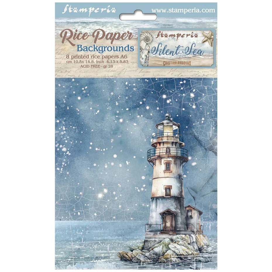 Stamperia - Silent Sea Rice Paper Selection 8 Rice Paper Backgrounds A6 (DFSAK6040)